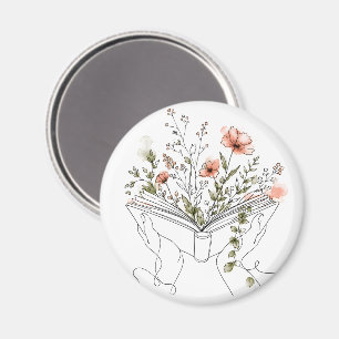 Imán Arte de línea botánica del libro Blooms