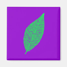 Imán Arte de línea de hoja de esqueleto púrpura y verde
