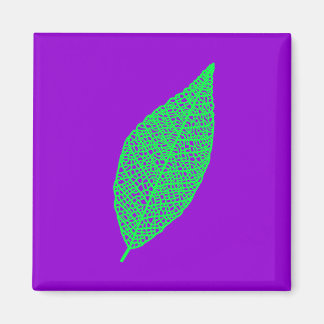 Imán Arte de línea de hoja de esqueleto púrpura y verde
