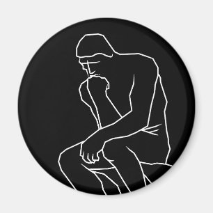 Imán arte de línea de la estatua del hombre pensador, I