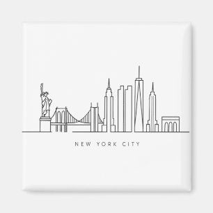 Imán Arte de línea del horizonte minimalista de la ciud