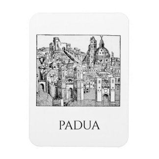 Imán Arte de línea del paisaje urbano medieval minimali