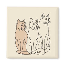 Arte de línea Minimalista de tres gatos