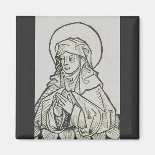 Imán Arte de línea minimalista medieval de Santa Mónica