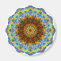 Arte de Mandala azul y amarillo