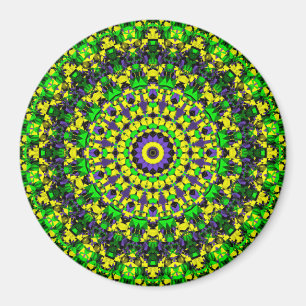 Imán Arte de mandala colorido retro hippie psicodélico