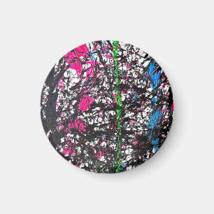 Imán Arte de mármol negro, rosa, verde y azul