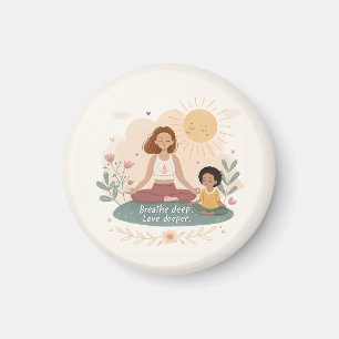 Imán Arte de meditación caprichosa de madre e hijo