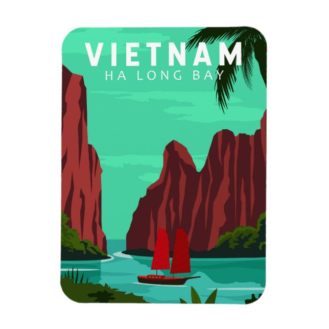 Imán Arte de moda de viaje de Ha Long Bay Vietnam (Vertical)