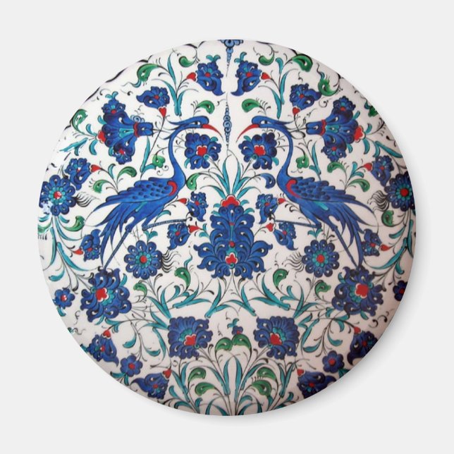 Imán Arte de mosaico de patrones de aves de garza de ga (Frente)