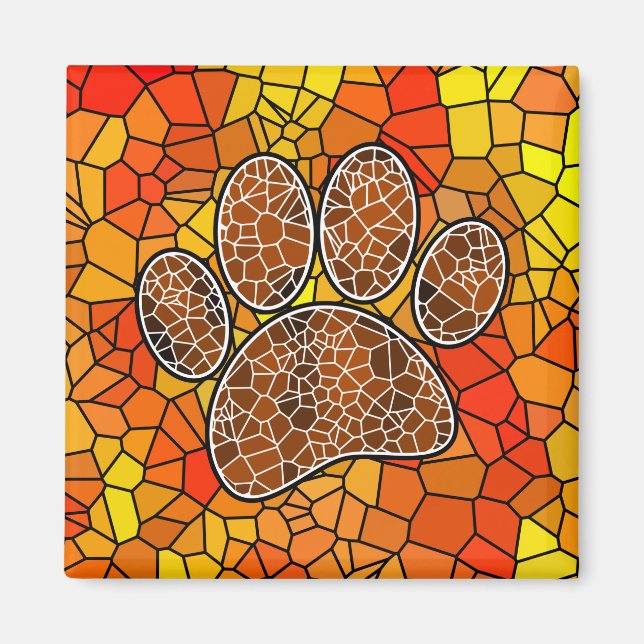 Imán Arte de mosaico huella de perro (Frente)