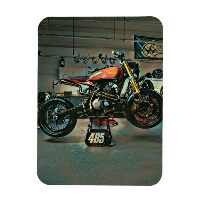 Imán arte de motocicleta vintage (Vertical)