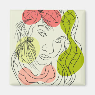 Imán Arte de mujer latina formas florales