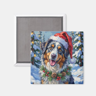 Imán Arte de Navidad de Pastor Australiano Merle de inv