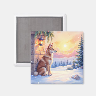 Imán Arte de Navidad de piedra del desierto del perro d
