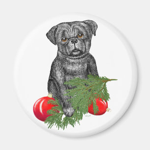 Imán Arte de Navidades adorables con cachorros negros