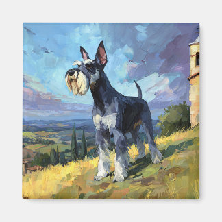 Imán Arte de paisaje campestre soleado de Schnauzer