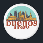 Imán Arte de paisaje urbano retro de Buenos Aires<br><div class="desc">Diseño de ciudad de estilo vintage y retro con un hermoso paisaje, atracción turística y arte de paisajes urbanos. rascacielos Guay y artículos de ilustracion de silueta de construcción para turistas y viajeros. Perfecto como recuerdo para volver a casa cuando viaja por todo el mundo. Guarde la memoria de sus...</div>