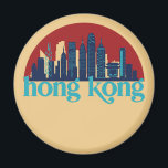 Imán Arte de paisaje urbano retro de Hong Kong China<br><div class="desc">Diseño de ciudad de estilo vintage y retro con un hermoso paisaje, atracción turística y arte de paisajes urbanos. rascacielos Guay y artículos de ilustracion de silueta de construcción para turistas y viajeros. Perfecto como recuerdo para volver a casa cuando viaja por todo el mundo. Guarde la memoria de sus...</div>