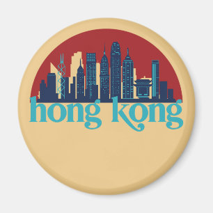 Imán Arte de paisaje urbano retro de Hong Kong China
