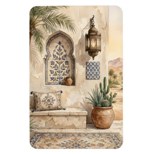Imán Arte de pared acuarela boho oasis del desierto mar