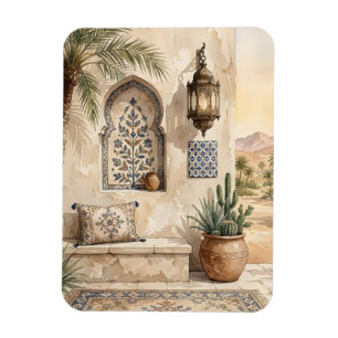 Imán Arte de pared acuarela boho oasis del desierto mar