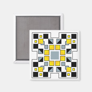 Imán Arte de patrón de colcha geométrica moderna 