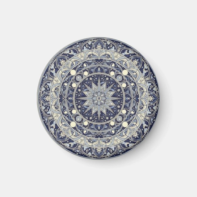 Imán Arte de Patrón de Estrella de Mandala de Brújula C (Frente)
