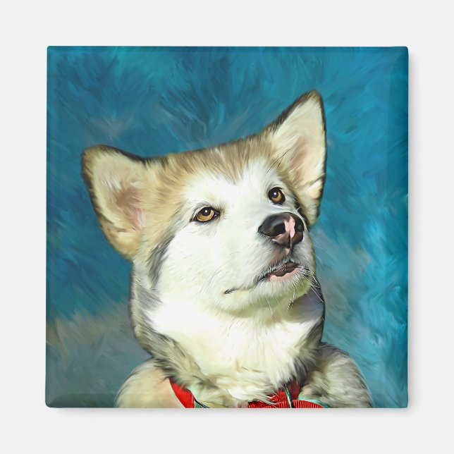 Imán Arte de perro en Malamute (Frente)