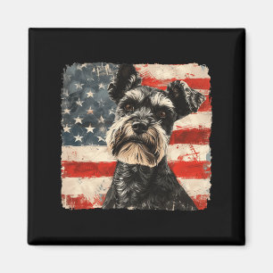 Imán Arte de perro Schnauzer miniatura patriota de EE.