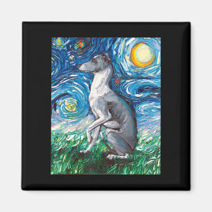 Imán Arte de perros con marionetas de la noche Starry d