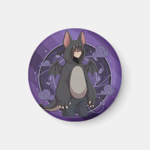 Imán Arte de Personaje de Murciélago Nocturno Místico