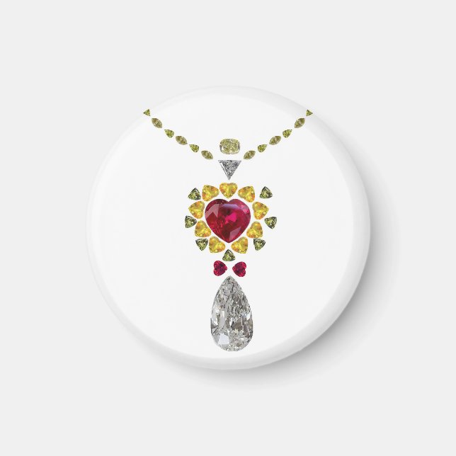 Imán Arte de piedras preciosas del corazón (Frente)