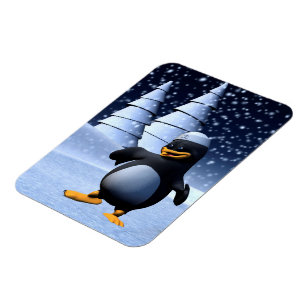 Imán Arte de pingüino marinero de invierno adorable par