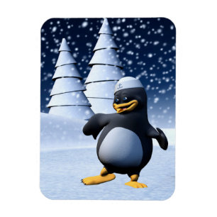 Imán Arte de pingüino marinero de invierno adorable par