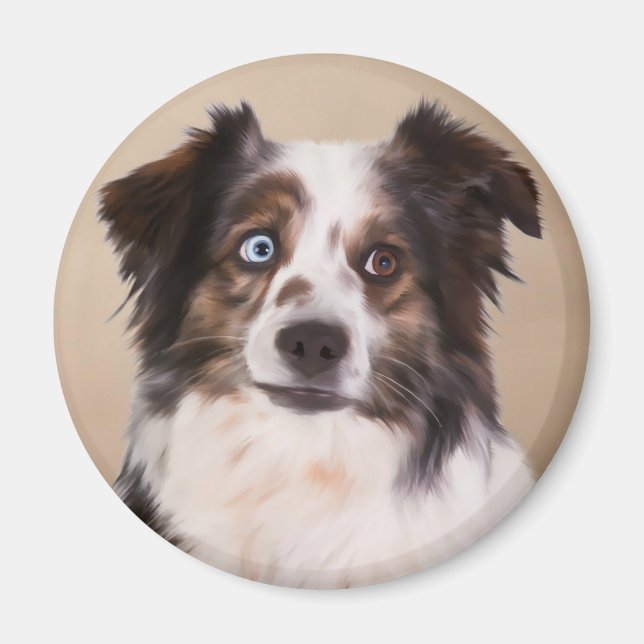 Imán Arte de pintura de aceite de perro pastor australi (Frente)