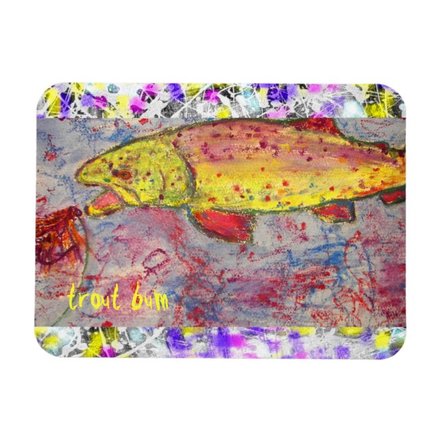 Imán arte de pinturas de goteo de truchas (Horizontal)
