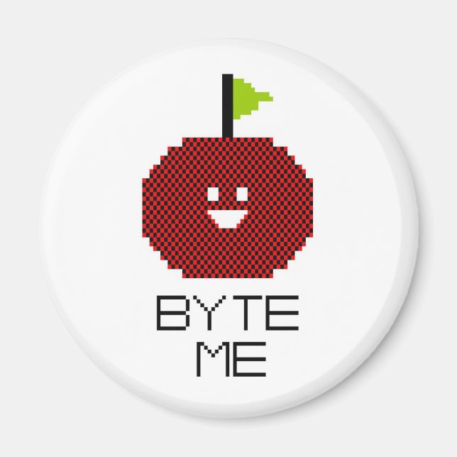 Imán Arte De Pixel De Apple De 8 Bits Byte Me Cute (Frente)