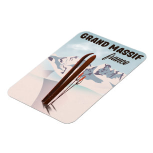 Imán Arte de posters de esquí de Grand Massif france.