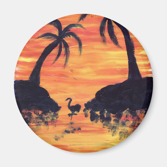 Imán arte de puesta de sol de flamenco por EelKat (Frente)