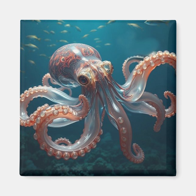 Imán Arte de Pulpo de Vidrio Irisado | Vida de Mar Prof (Frente)