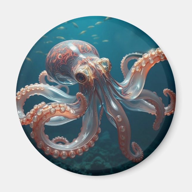 Imán Arte de Pulpo de Vidrio Irisado | Vida de Mar Prof (Frente)