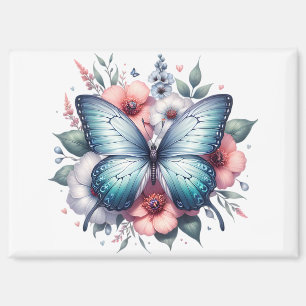 Imán Arte de ramo floral de mariposa vibrante-96283