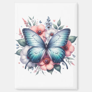Imán Arte de ramo floral de mariposa vibrante-96283