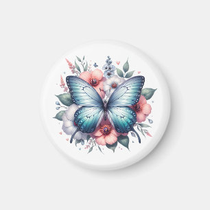 Imán Arte de ramo floral de mariposa vibrante-96283