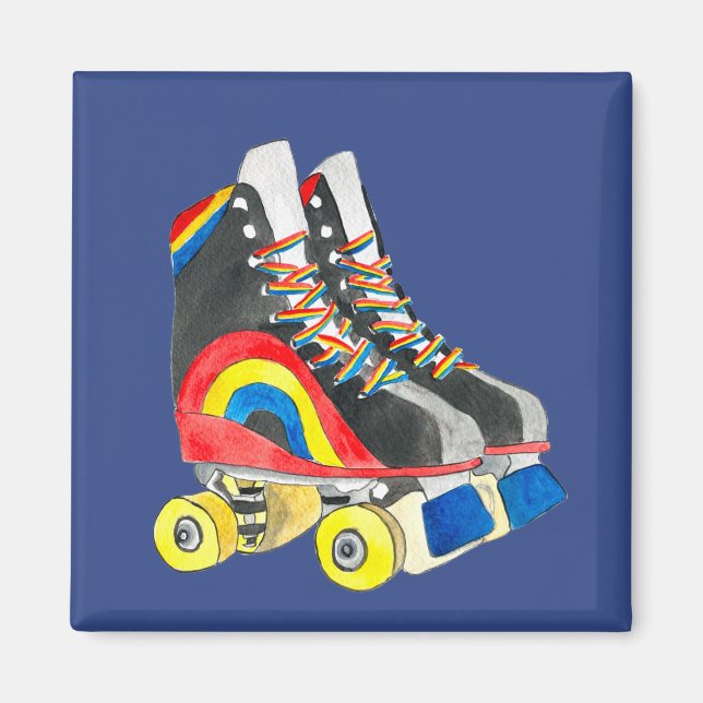 Imán Arte de Rollerskates retro ochenta (Frente)