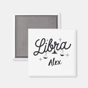 Imán Arte de Rótulo Libra Zodiac personalizado