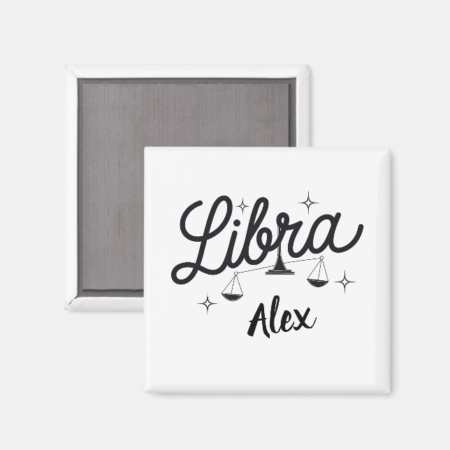 Imán Arte de Rótulo Libra Zodiac personalizado (Anverso/Reverso)