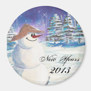 Imán Arte de Snowman en Año Nuevo 2013