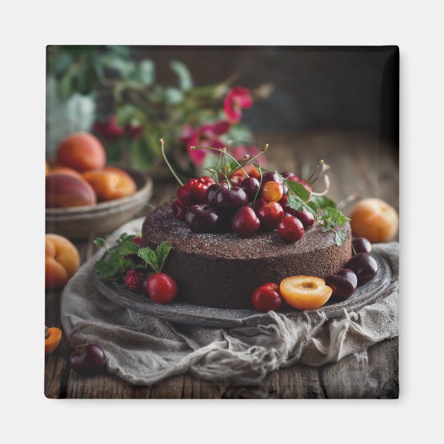 Imán Arte de Tarta de Chocolate de Verano (Frente)